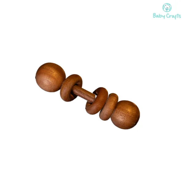 Wooden Rattle dumbbell with rings