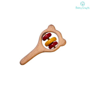 Wooden Rattle Bear face