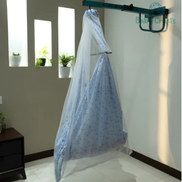 Blue Polar Bear Cradle Cloth With Net & Hanger