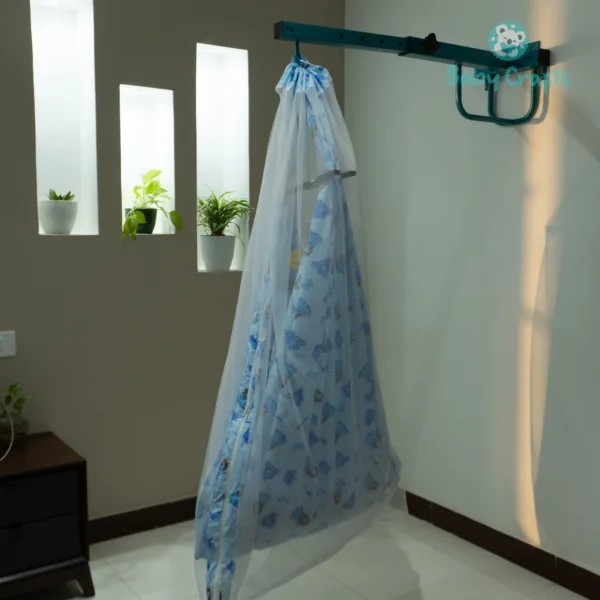 Blue Princess Baby Cradle Cloth With Net & Hanger