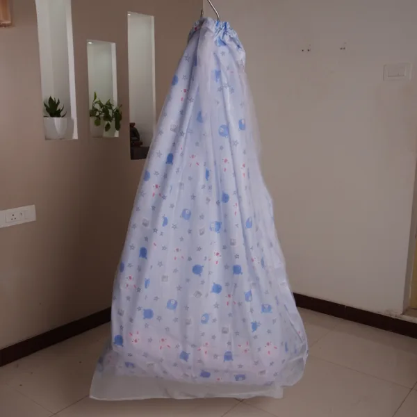 Blue Little Rabbit Printed Cradle Cloth With Net