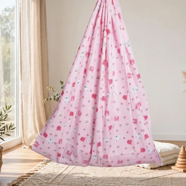 Pink Little Rabbit Printed Cradle Cloth